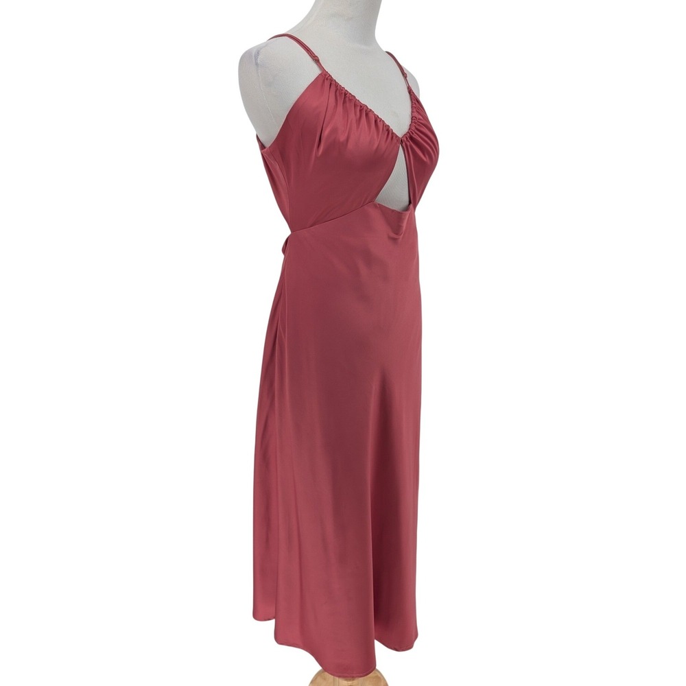 Petal + Pup‎ Poppy Cut Out Midi Slip Dress M Rose Pink Satin Wedding Cocktail - Picture 3 of 15